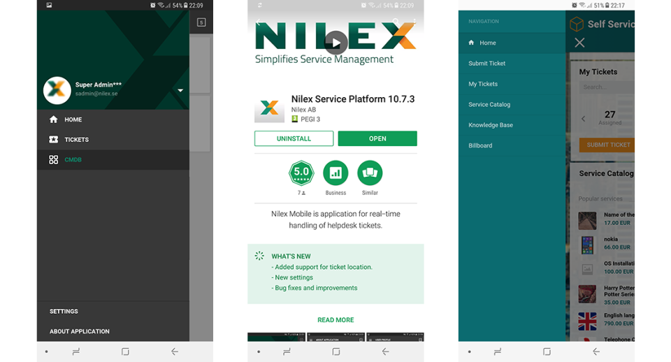 screenshot of Nilex Service Platform